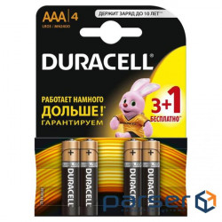 Батарейка лужна Duracell Duralock Basic C&B, 4xAAA/LR03, 1.5V, блістер 4шт (MN2400 4BL)