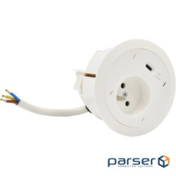 Розетковий блок Simon483: 1x250В тип F, зарядний пристрій 1xUSB тип C, білий (48330F10E000000-33)