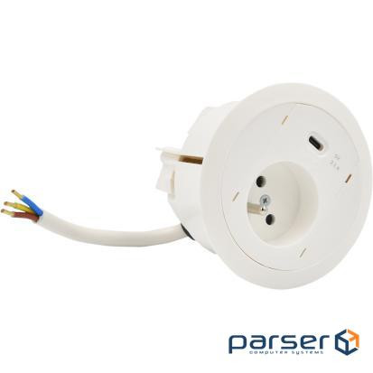 Розетковий блок Simon483: 1x250В тип F, зарядний пристрій 1xUSB тип C, білий (48330F10E000000-33)