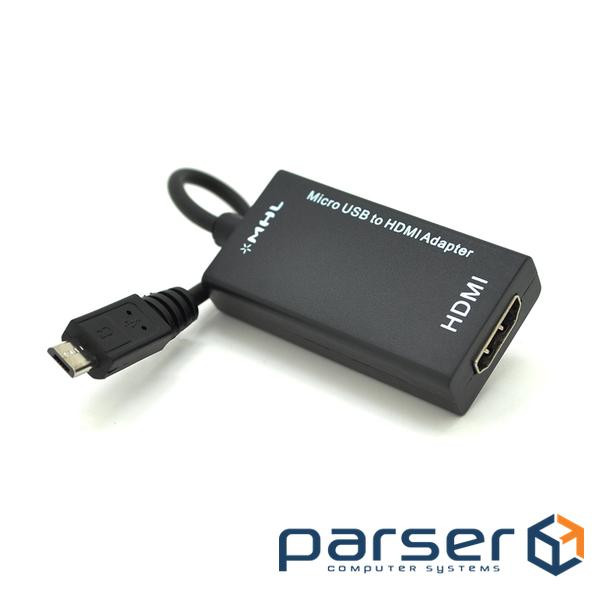 Конвертер MicroUSB (тато) на HDMI(мама) MHL, Black, Пакет (MH-USB MHL-HDMI / BO)