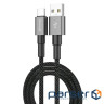 Дата кабель USB 2.0 AM to USB-C 1.0m 3A nylon black Grand-X (PC-08B)