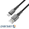 Дата кабель USB 2.0 AM to USB-C 1.0m 3A nylon black Grand-X (PC-08B)