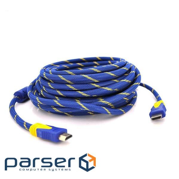 Multimedia cable HDMI to HDMI 1.5m v1.4, OD-8.0mm Blue/Gold Merlion (YT-HDMI(M)/(M)NY/BL-1.5m)