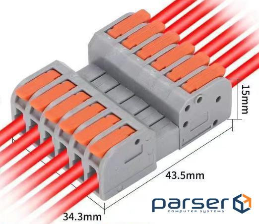 Клема роз&apos,ємна з натискними затискачами 6-провідна DF-2604D, 6-pin, 250V, 32A, 0 (DF-2604D / 6)