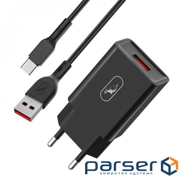 Зарядний пристрій SkyDolphin SC36T (1USB, 2.4A) Black (SDMZP-000175) + кабель USB Type-C