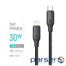 Дата кабель USB-C to Lightning 1.0m PD30W TPE embossed black ColorWay (CW-CBPDCL101-BK)
