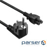 Кабель живлення від мережі PC-186, Black, 1 м, ColorWay, CEE 7/7 - IEC C5, 3x0.5 мм2 (CW-CBP084-BK)