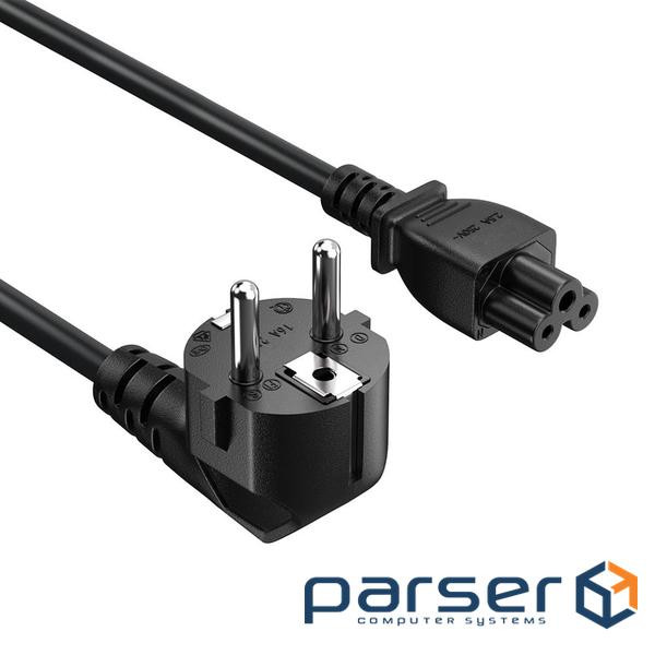 Кабель живлення від мережі PC-186, Black, 1 м, ColorWay, CEE 7/7 - IEC C5, 3x0.5 мм2 (CW-CBP084-BK)