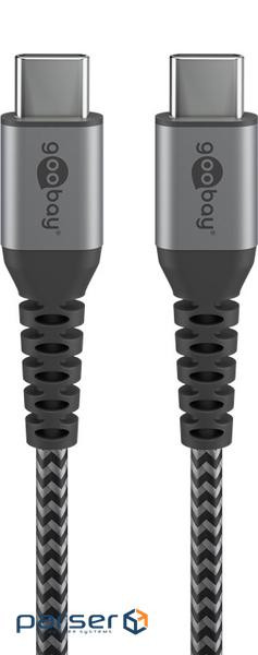 Кабель пристроїв USB Type-C M/M 1.0m,(USB2.0) PD=60W Textile Metal Cu,чорний (75.04.9302-1) (75.04.9302-1)