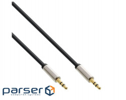 Cable audio signal Jack 3.5mm 3pin M / M 0.5m, straight Slim Shield Metal Gold Cu, black (77.09.9214)