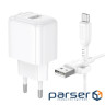 Зарядний пристрій BOROFONE BAS42A Potential USB QC3.0 + cable USB to Micro 5P White (6941991113796)
