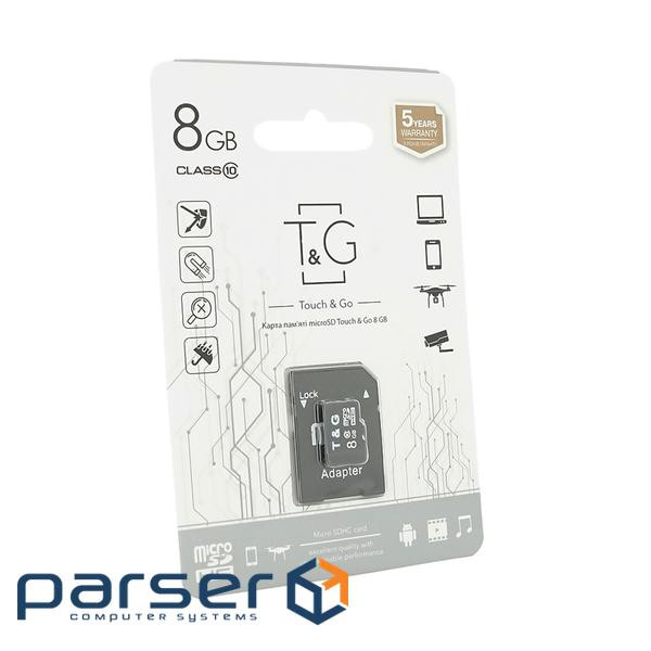 Карта пам&apos,яті T&G microSDHC Class 10 UHS-I, з адаптером, 8GB, Blister (T&G (T&G (T&G / KP8)