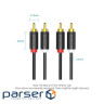 Кабель Vention 2хRCA - 2хRCA (M/M), 1.5 м, Black (BCMBG)