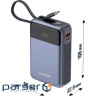 CANYON power bank OnPower 600 built-in cable 20000 mAh PD65W Dark Grey (CNS-CPB600DG)