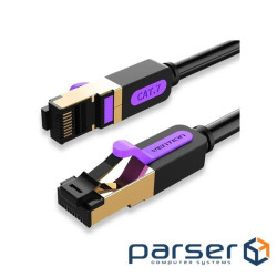 Патч-корд 0.5м, S/FTP cat 7 RJ-45 black Vention (ICDBD)