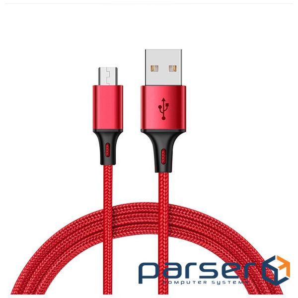 Дата кабель USB 2.0 AM to Micro 5P 1.0m 2.4A braided red XO (NB143-M1-RD)