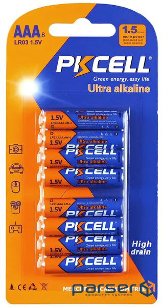 Alkaline battery PKCELL 1.5V AAA / LR03, 8 pieces in a blister, price for a blister , Q12 (PC/LR03-8B)