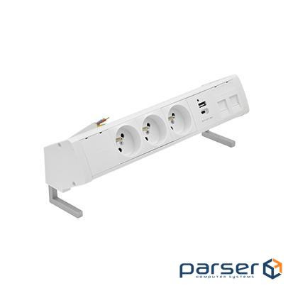 Розет блок S484: 3x250В тип F, зар пристр 2xUSB A+C, 2xRJ45 Keystone, білий (48430F30BK00000-33)