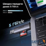 Кардридер USB Ugreen CM185, Grey, Type-C / USB 3.0 - microSD / SD (50706)
