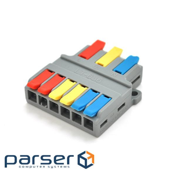 Клемна колодка з натискними затискачами 3х6-проводу LT-636 для розподільних коробок, 45 (LT-636 / 5)