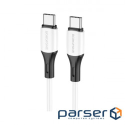 Cable BOROFONE BX79 Silicone USB-C to USB-C 60W 1m White (BX79CCW)