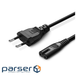 Кабель живлення від мережі PC-184, Black, 3 м, ColorWay, CEE 7/16 - IEC C7, 2x0.5 мм2 (CW-CBP086-BK)