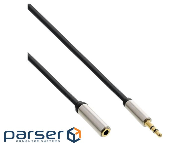 Кабель аудіо-сигнальний Jack 3.5mm 3pin M/F 1.0m,Slim Shielded Metal Gold Cu,чорний (77.09.9231-1) (77.09.9231-1)