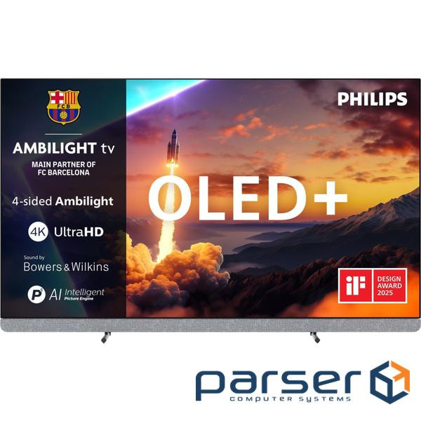 Телевізор 55" Philips OLED+ 4K 144Hz Smart Google TV Black Ambilight Bowers & Wi (55OLED910/12)