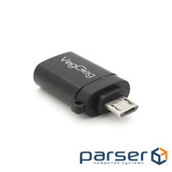 Перехідник VEGGIEG V-S123 USB3.0(AF) OTG => microUSB(M), Black, Пакет