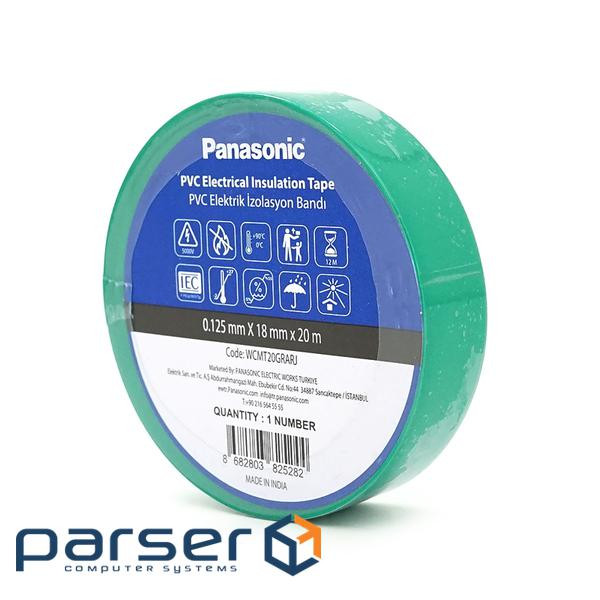 Ізолента ПВХ PANASONIC 0,125мм * 18мм * 20м (зелена), діапазон робочих температур: від (WCMT20GRARJ)