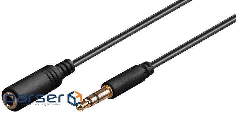 Кабель аудіо-подовжувач Jack 3.5mm 3pin M / F 1.5m, UltraSlim Shielded AWG28 AUX Cu, чо (75.09.7116-50)