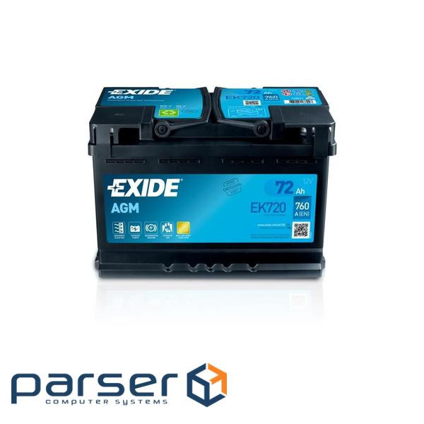Акумулятор автомобільний EXIDE START-STOP AGM 72Ah 760EN (EK720)
