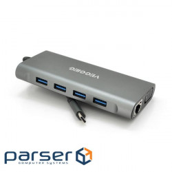 Порт-реплікатор VEGGIEG USB-C to USB3.0x3/HDMI/jack3.5/SD/TF/RJ45/PD (TC11-S)