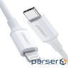 Кабель UGREEN US171 Type-C to Lightning MFi PD 18W 1м White (US171 White 1M)