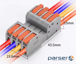 Клема роз&apos,ємна з натискними затискачами 4-провідна DF-2604D, 4-pin, 250V, 32A, 0 (DF-2604D / 4)