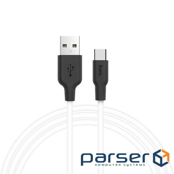 Кабель HOCO X21 USB to Type-C 2A, 1m, silicone, TPE connectors, Black+White (6957531071402)
