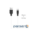 Кабель HOCO X21 USB to Type-C 2A, 1m, silicone, TPE connectors, Black+White (6957531071402)