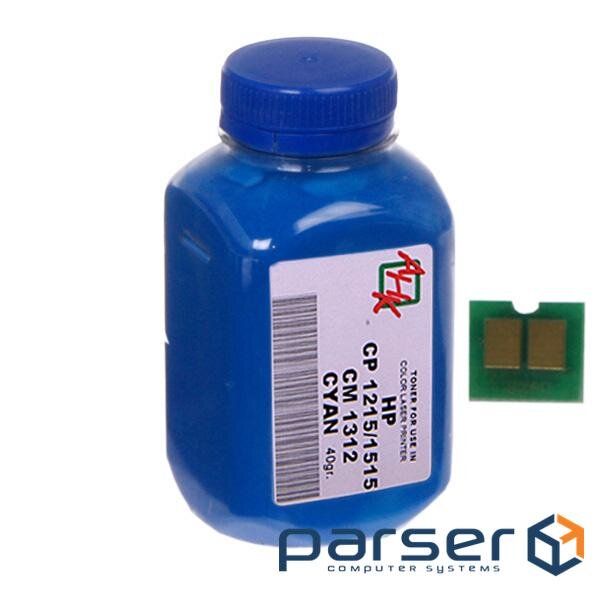Тонер HP CLJ CP1215/CP1515/CM1312 40г Cyan+chip AHK (1500140)