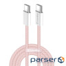 Дата USB-C кабель USB-C 1.0m 60W 3.0А pink ColorWay (CW-CBPDCC061-P)