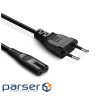 Кабель живлення від мережі PC-184, Black, 2 м, ColorWay, CEE 7/16 - IEC C7, 2x0.5 мм2 (CW-CBP085-BK)