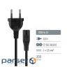 Кабель живлення від мережі PC-184, Black, 2 м, ColorWay, CEE 7/16 - IEC C7, 2x0.5 мм2 (CW-CBP085-BK)