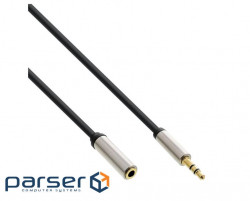 Cable audio signal Jack 3.5mm 3pin M / F 2.0m, Slim Shielded Metal Gold Cu, black (77.09.9232-1)