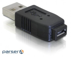 Adapter USB 2.0 AM to USB microB (F), Nickel, Standart, чорний (70.06.5029-100)
