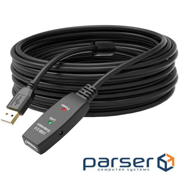 Кабель продовжувач USB 2.0 AM-AF, 40.0 м, активний, з додатковим живленням (B01104)
