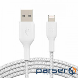 Date cable USB 2.0 AM to Lightning 2.0m BRAIDED white Belkin (CAA002BT2MWH)