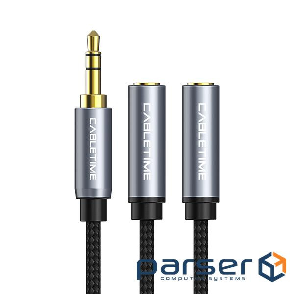 Аудіо кабель Cabletime 3.5 мм (M) - 2*3.5 мм (F), 0.2 м (CF13B) (CA915248)