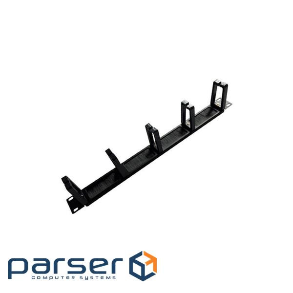 Кабельний органайзер 19", корпус-метал + пластик, 1U/5 кілець , Box, Q50 (20025)