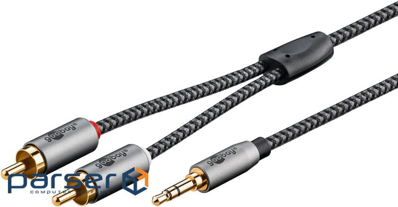 Кабель аудіо-сигнальний Jack 3.5mm 3pin-RCAx2 M/M 3.0m,Slim Elegant GoobayPlus Textile, (75.06.5289) Jack 3.5mm 3pin-RCA