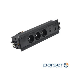 Врізн роз блок S485: 2x220В Schuko, 1xUSB-A 3.0, 1хHDMI, 1хRJ45 кат.6 UTP, чорн (48530F2001F0100-44)
