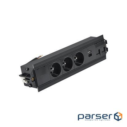 Врізн роз блок S485: 2x220В Schuko, 1xUSB-A 3.0, 1хHDMI, 1хRJ45 кат.6 UTP, чорн (48530F2001F0100-44)
